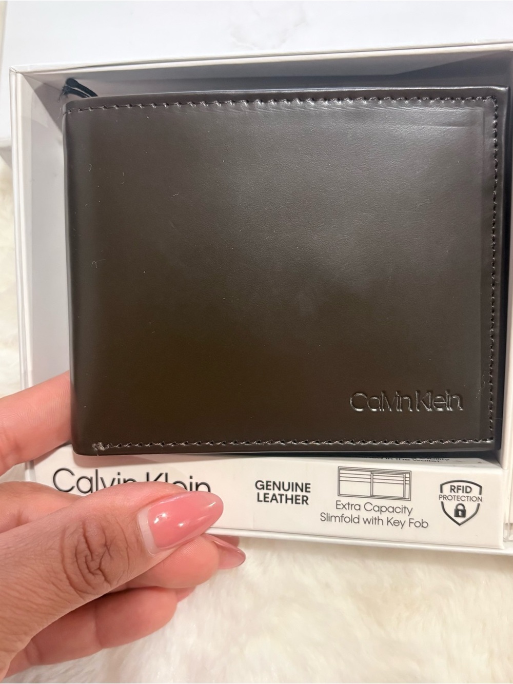 Men’s Calvin Klein Slim Fold Brown Wallet with Key Fob